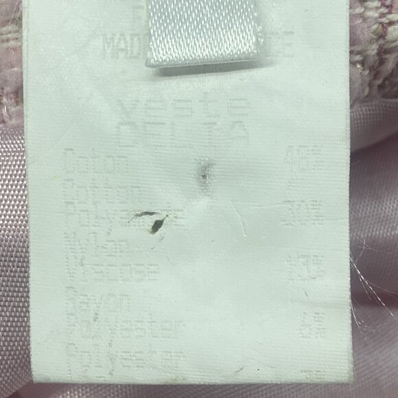 Tweed Blazer LEA ROME Women Size M/L Pink Ruffle Front Feminine Elegant Stylish - Picture 9 of 10